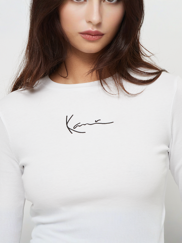 Karl Kani, Small Signature Short Rib LS, wit, Afbeelding 3 van 4