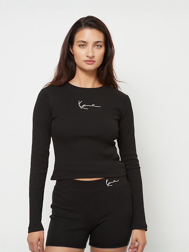 Karl Kani, Small Signature Short Rib LS, zwart, Afbeelding 1 van 4