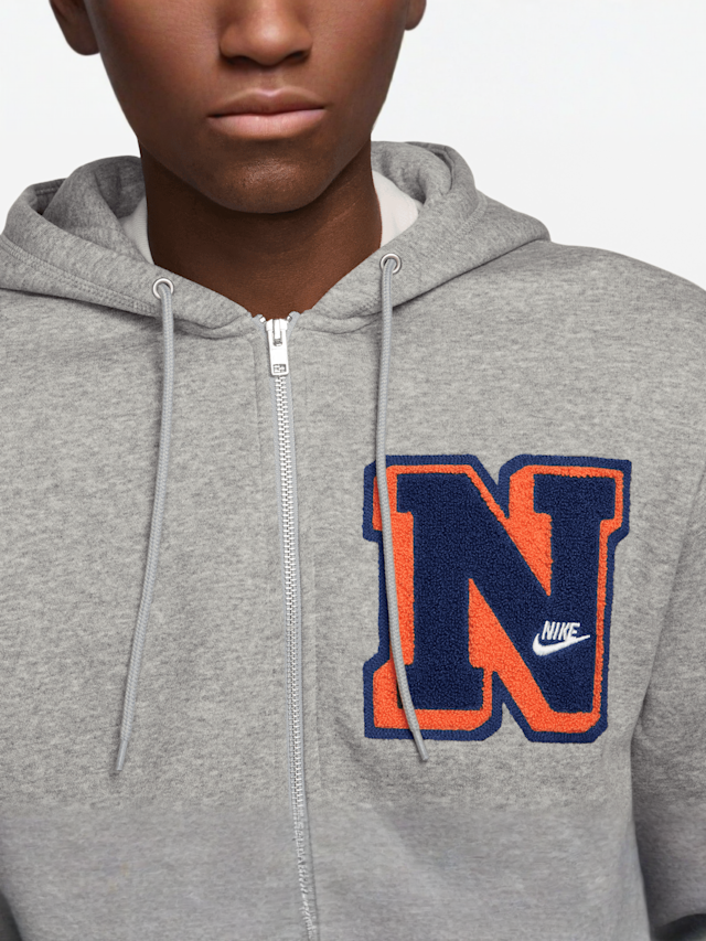 Nike, Club Basketball Fullzip Pullover Hoodie Varsity, szary, Obraz 3 z 5