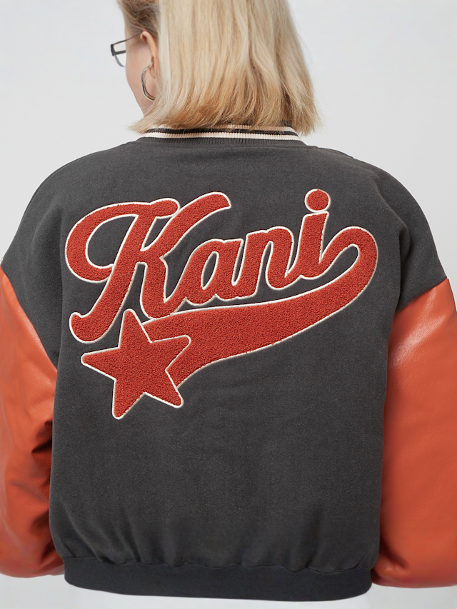 Karl Kani, Retro Patch Star Logo Oversized College Jacket, black, Image 4 of 5