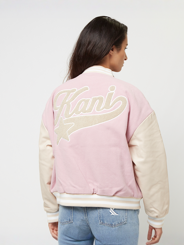 Karl Kani, Retro Patch Star Logo Oversized College Jacket, light pink, Image 2 of 5