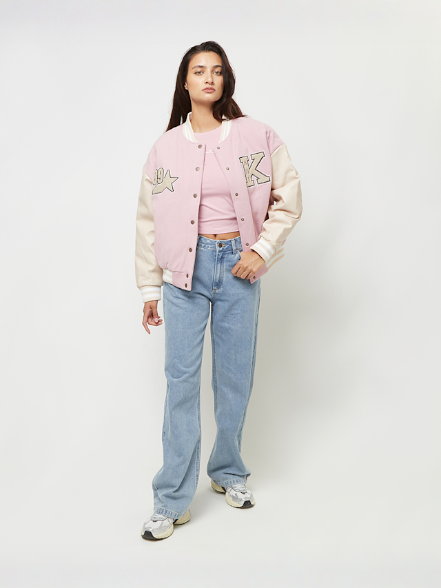Karl Kani, Retro Patch Star Logo Oversized College Jacket, light pink, Image 5 of 5