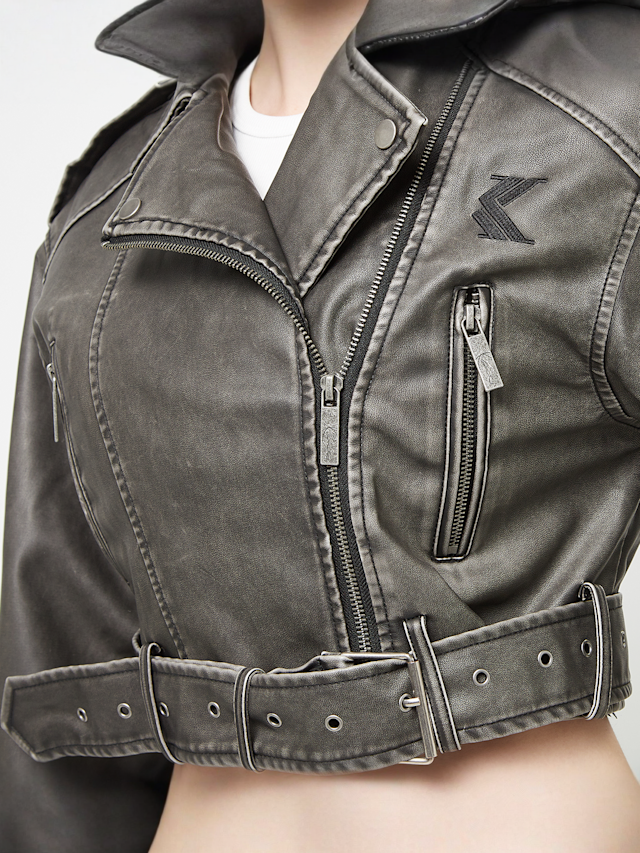 Karl Kani, OG Short Biker Jacket, grey, Image 3 of 4