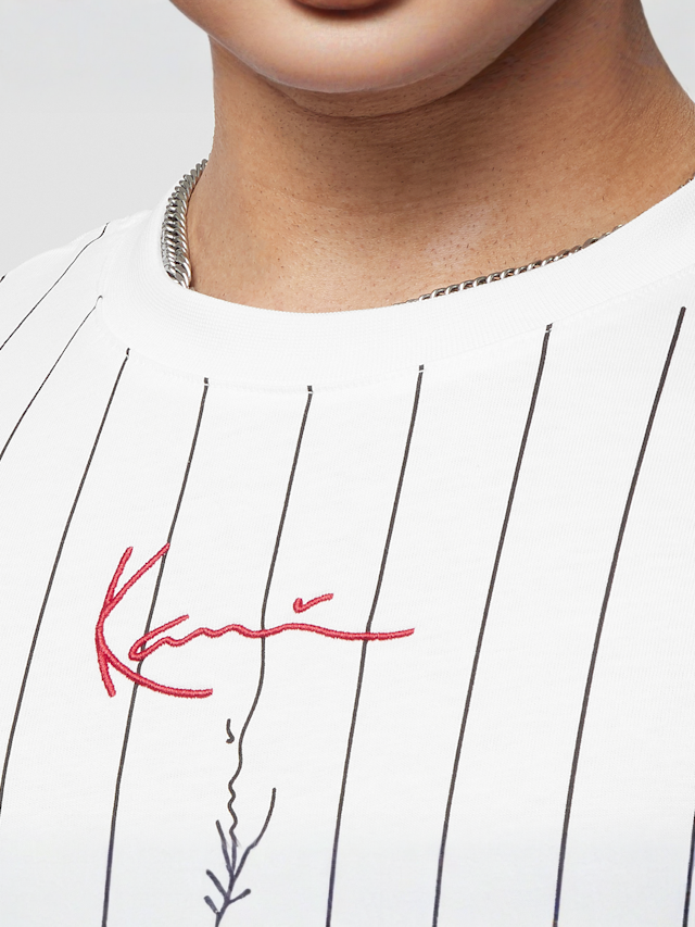 Karl Kani, Small Signature Logo Pinstripe Tee, white, Image 3 of 4