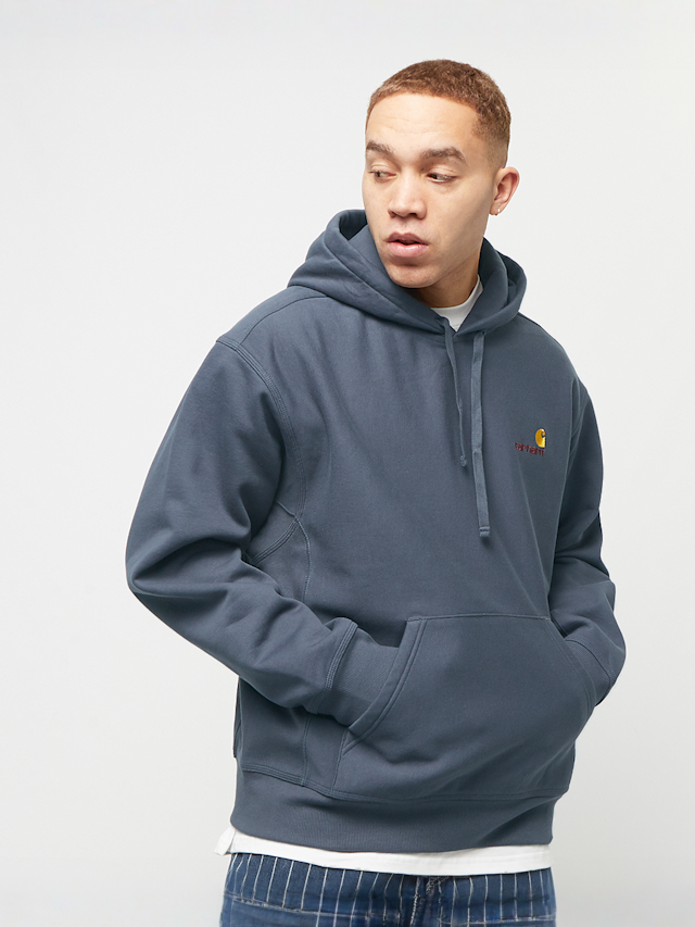 Carhartt WIP, Hooded American Script Sweatshirt  Zeus, blue, Image 1 of 4