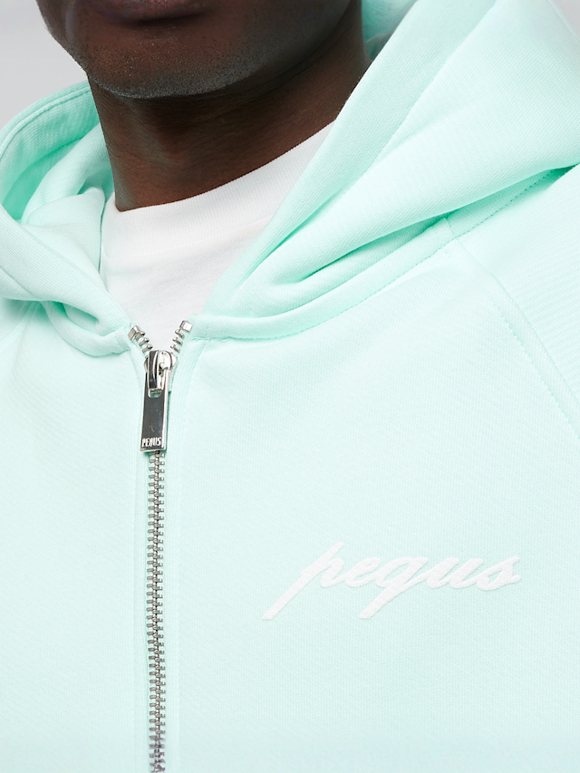 PEQUS, Chest Logo Zip-Hoodie, turquoise, Image 3 of 5
