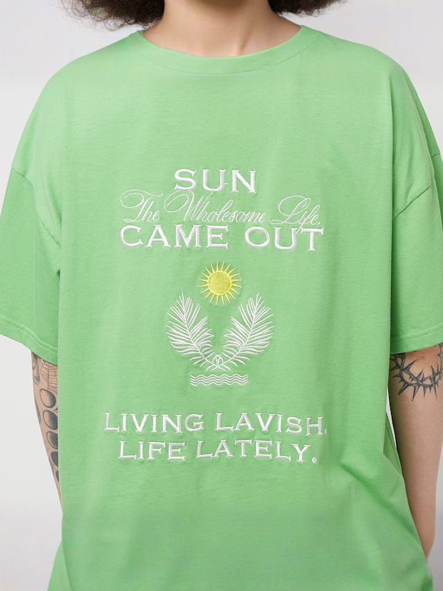 Pegador, Flora Heavy Oversized Tee, groen, Afbeelding 4 van 5