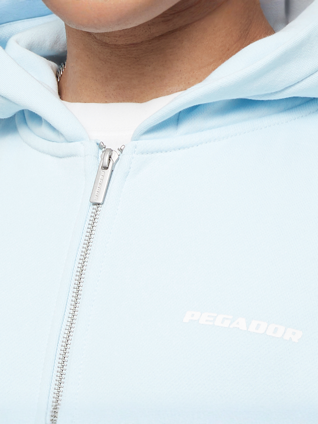Pegador, Colne Logo Oversized Sweat Jacket, blue, Image 3 of 5