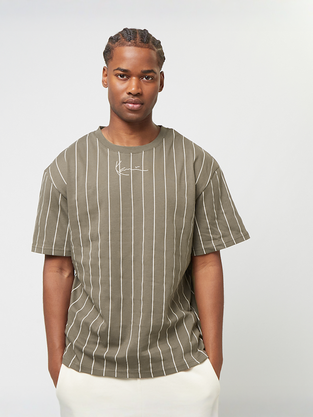 Karl Kani, Small Signature Essential Pinstripe Tee, brown, Image 1 of 4