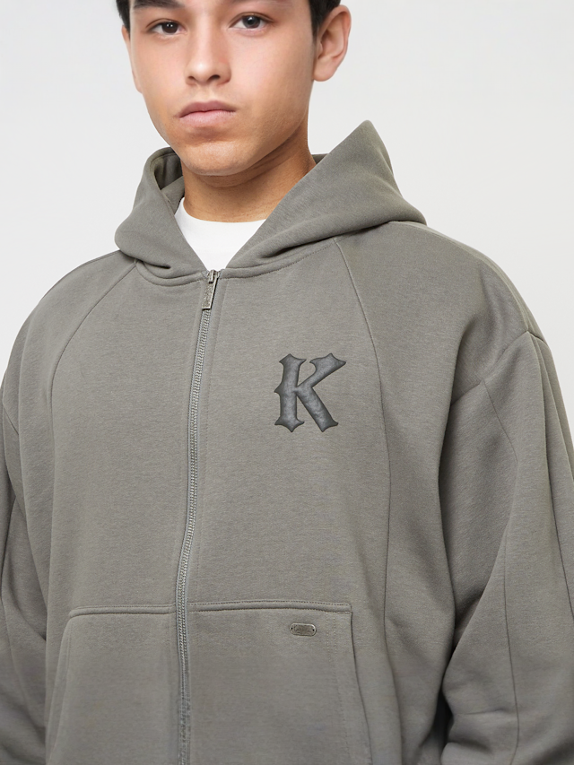 Karl Kani, Boxy Full Zip Hoodie, grey, Image 3 of 4