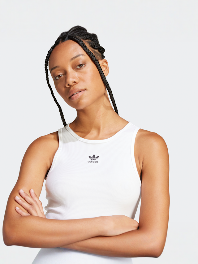 adidas Originals, Essential Ribbed Tanktop, white, Image 3 of 5