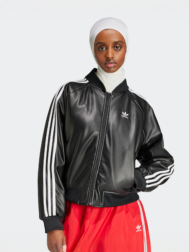 adidas Originals, SST Pleather Loose Padded Jacket, zwart, Afbeelding 1 van 5