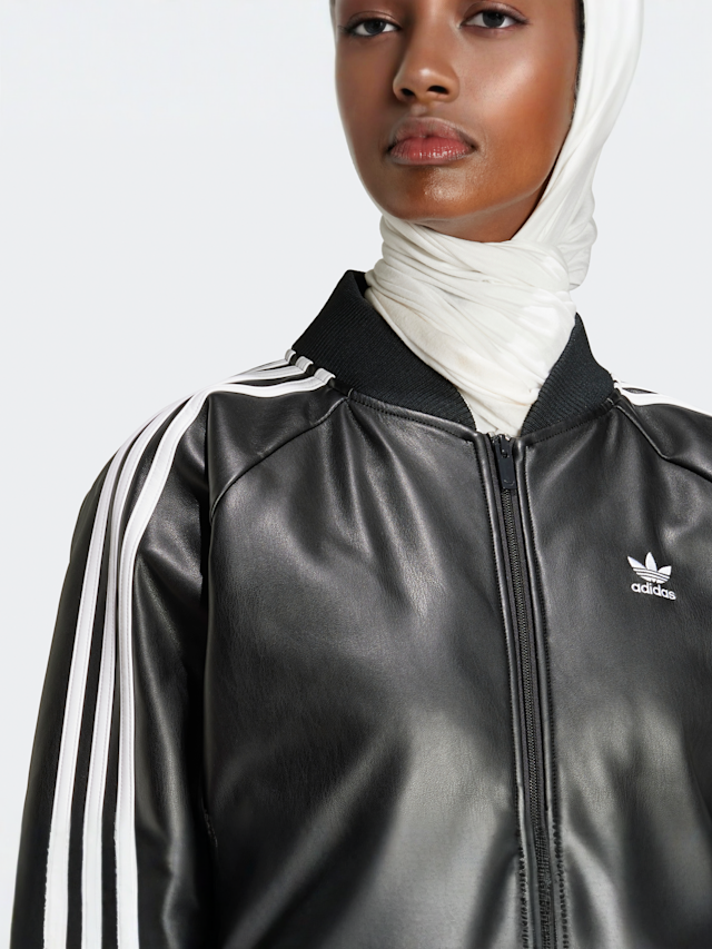 adidas Originals, SST Pleather Loose Padded Jacket, zwart, Afbeelding 3 van 5
