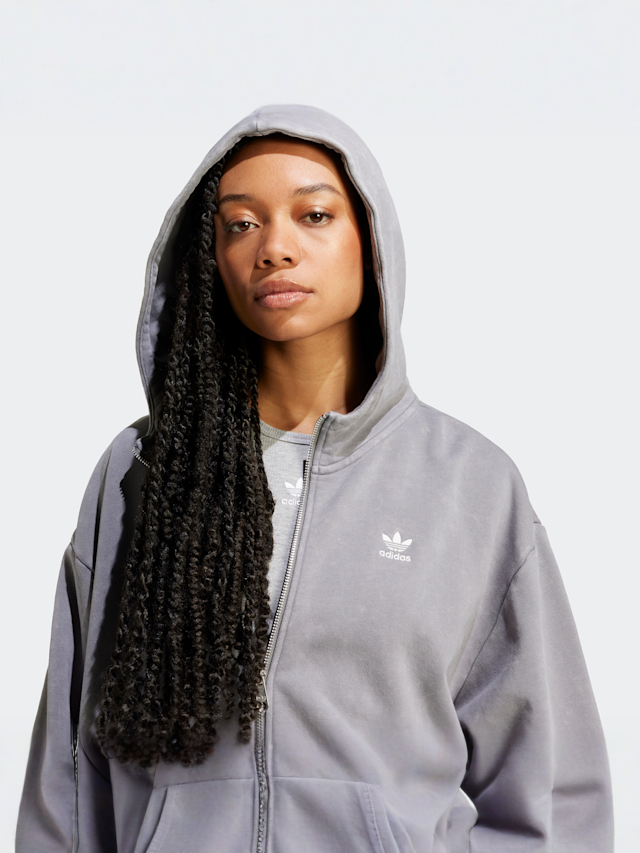 adidas Originals, Wash Zip Hoodie, grey, Image 3 of 5