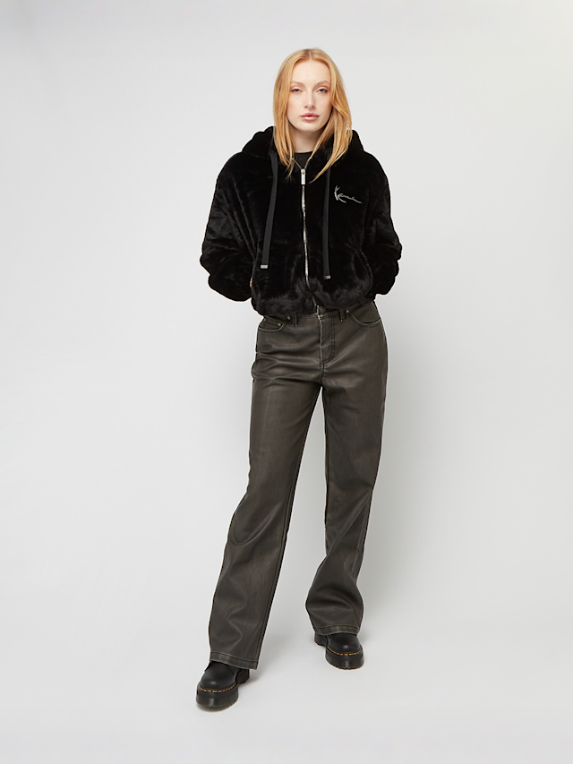 Karl Kani, Metal Signature Vegan Fur Zip Hoodie Jacket, black, Image 4 of 4