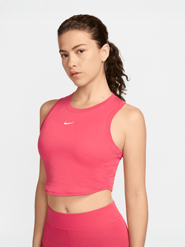 Nike, Sportswear Essential Rib Crop Tanktop, Pink, Image 1 of 5