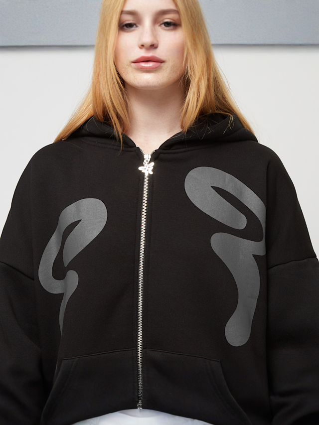 Felicious, Oversized Sweatjacket, zwart, Afbeelding 3 van 6