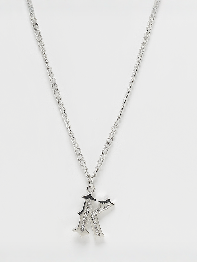 Karl Kani, Rhinestone Pendant Cuban Link Chain, silver, Image 1 of 5