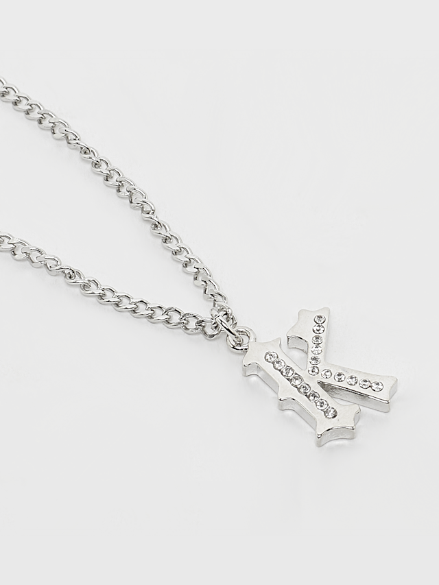 Karl Kani, Rhinestone Pendant Cuban Link Chain, silver, Image 2 of 5