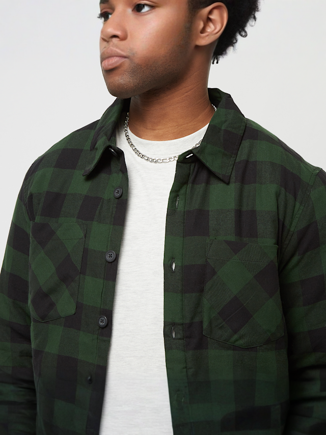 Urban Classics, Padded Check Flannel Shirt, zielony, Obraz 3 z 5