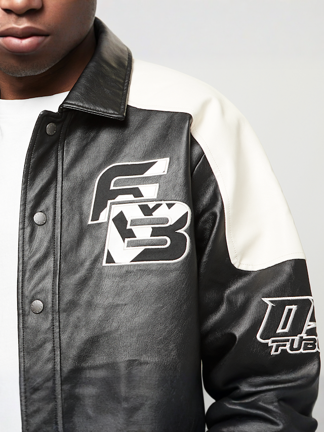 FUBU, Corporate Leather Jacket, zwart, Afbeelding 3 van 8