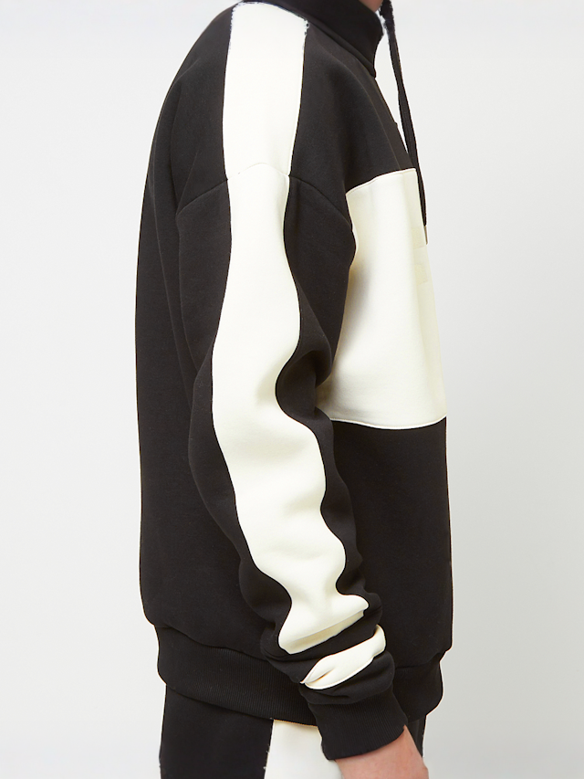 FUBU, Corporate Sprts Zip Hooded Check Sweatshirt, czarny, Obraz 5 z 6