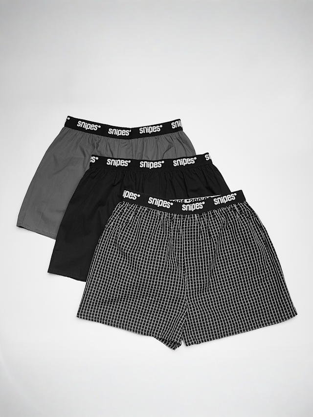 SNIPES, 3 PACK - White Tape Woven Boxershorts, black, Image 1 of 2