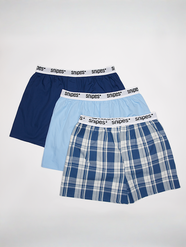 SNIPES, 3 PACK - White Tape Pack Woven Boxershorts, blue, Image 1 of 2