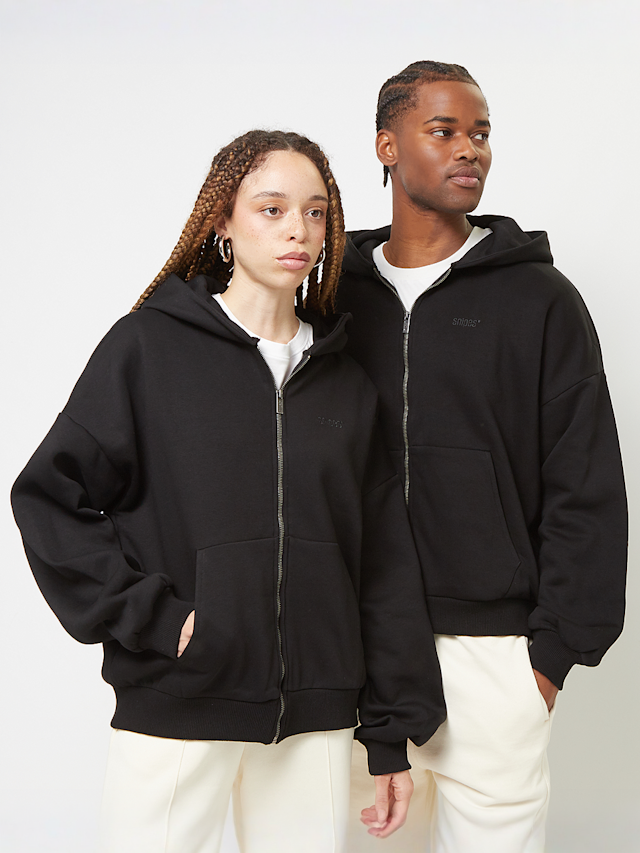 SNIPES, Small Logo Essential Oversized Zip Hoodie, black, Image 1 of 4