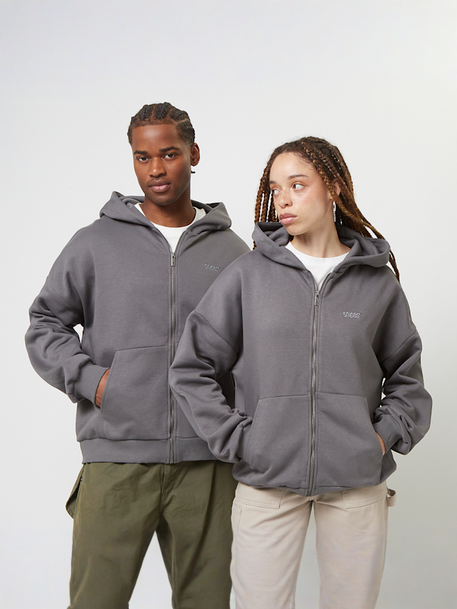 SNIPES, Small Logo Essential Oversized Zip Hoodie, grey, Image 1 of 4