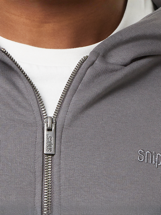 SNIPES, Small Logo Essential Oversized Zip Hoodie, grey, Image 3 of 4