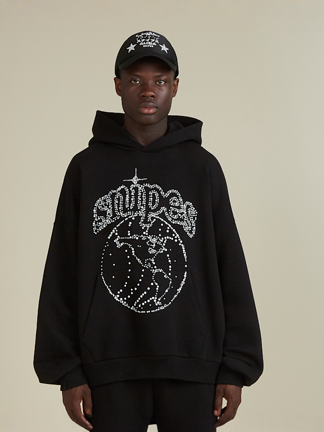 SNIPES, Globe Studs Oversized Hoodie, black, Image 1 of 6