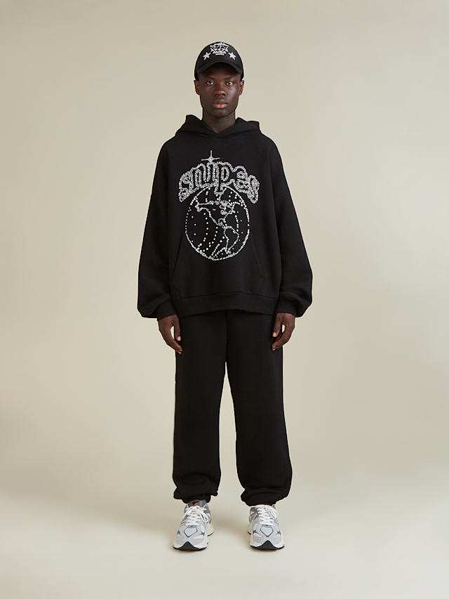 SNIPES, Globe Studs Oversized Hoodie, black, Image 6 of 6