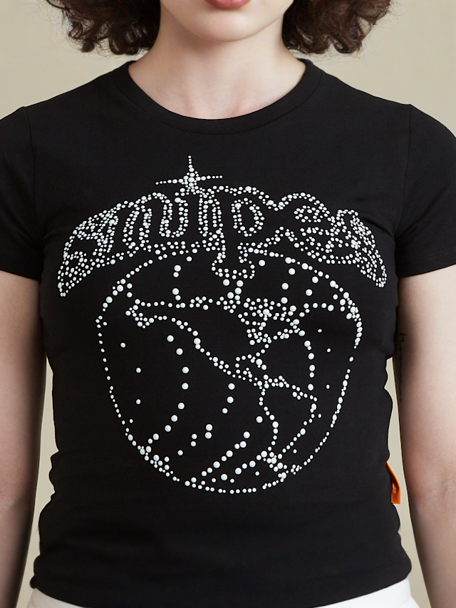 SNIPES, Globe Studs Baby Tee, black, Image 3 of 5