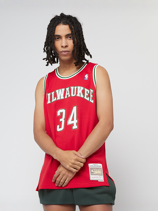 Mitchell & Ness, Giannis Antetokounmpo NBA Milwaukee Bucks 2014/15 Swingman Jersey, rood, Afbeelding 1 van 6