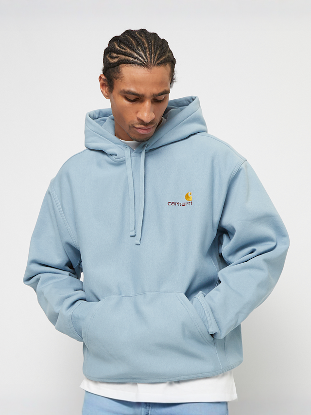 Carhartt WIP, Hooded American Script Sweatshirt, blue, Image 1 of 4