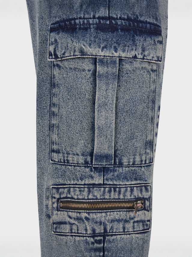Urban Classics, Ladies Loose Utility Denim Pants dirty washed, blauw, Afbeelding 3 van 4