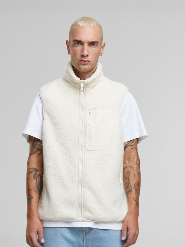 Urban Classics, Sherpa Vest black, wit, Afbeelding 1 van 3