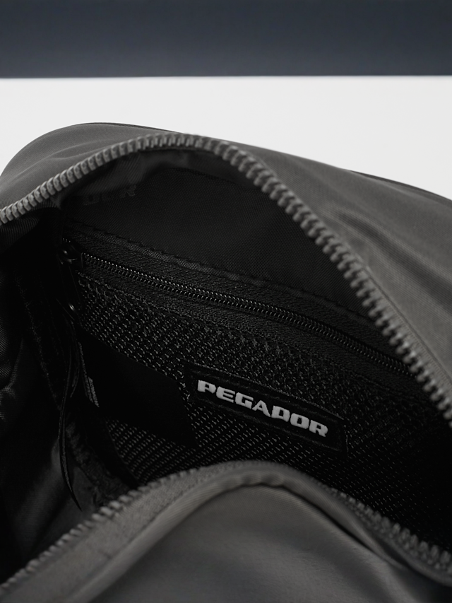 Pegador, Rubber Logo Patch Nylon Shoulder Strap Bag, grey, Image 4 of 5