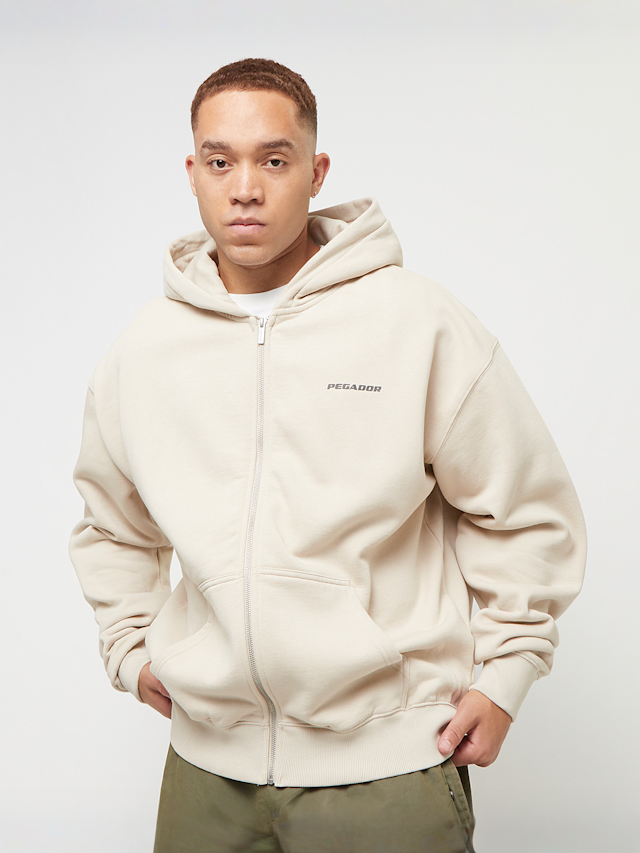 Pegador, Colne Logo Oversized Sweat Jacket, beige, Afbeelding 2 van 5