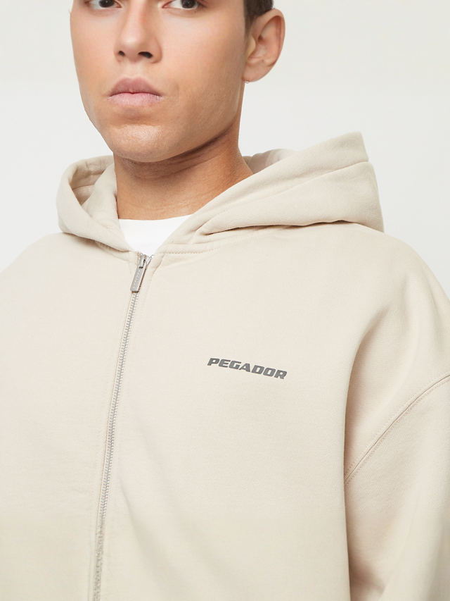 Pegador, Colne Logo Oversized Sweat Jacket, beige, Afbeelding 3 van 5