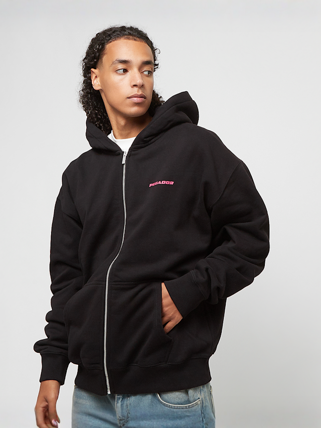 Pegador, Colne Logo Oversized Sweat Jacket, zwart, Afbeelding 2 van 5