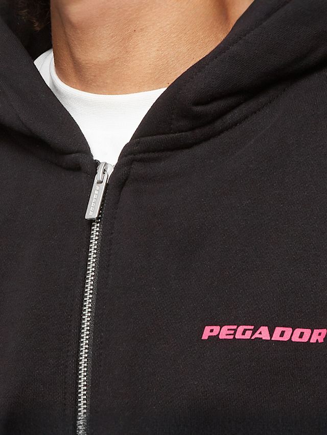 Pegador, Colne Logo Oversized Sweat Jacket, zwart, Afbeelding 3 van 5