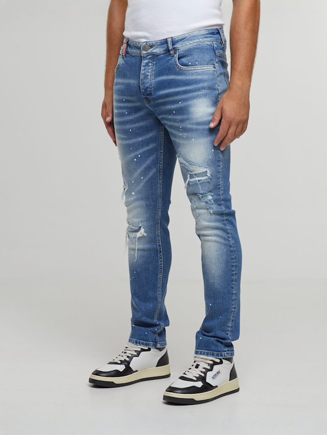 2Y STUDIOS, VICTOR RIPPED SLIM FIT JEANS Ice Blue, blue, Image 1 of 5