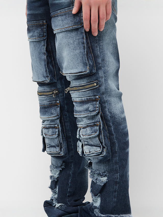 2Y STUDIOS, Esteban Multi Pocket Skinny, niebieski, Obraz 3 z 6