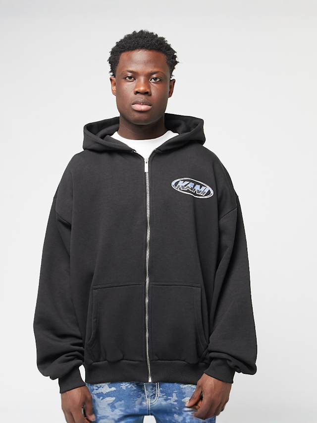 Karl Kani, Woven Signature Chrome Zip Hoodie, black, Image 2 of 5