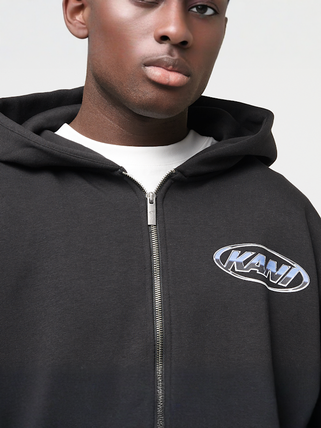 Karl Kani, Woven Signature Chrome Zip Hoodie, black, Image 3 of 5