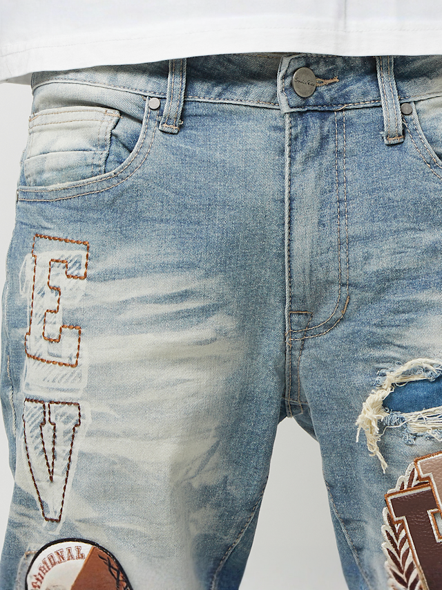 Smoke Rise, Varsity Patch Jeans, blue, Image 4 of 6