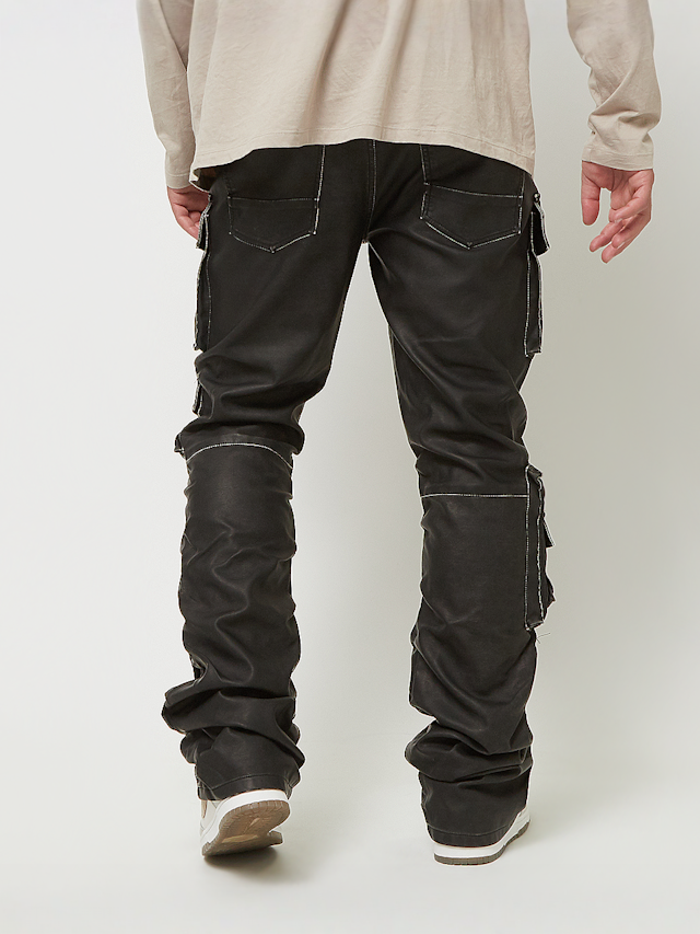Smoke Rise, Washed Vegan Leather Utility Pants, black, Image 3 of 7