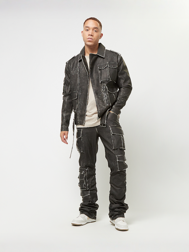 Smoke Rise, Washed Vegan Leather Utility Pants, black, Image 7 of 7